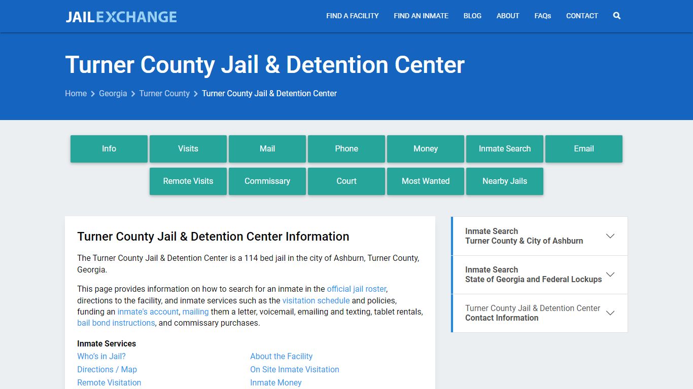 Turner County Jail & Detention Center, GA Inmate Search, Information