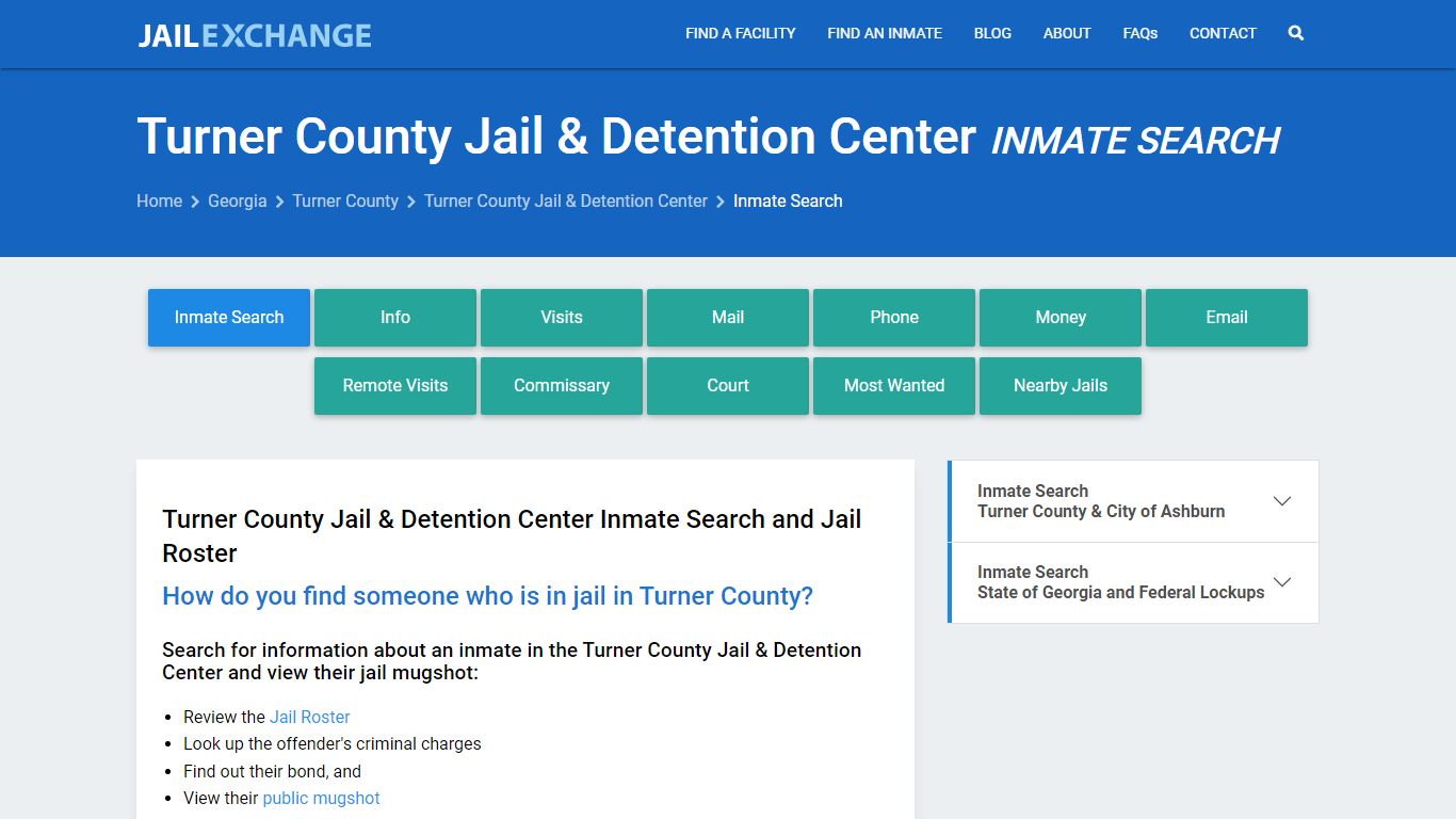 Turner County Jail & Detention Center Inmate Search